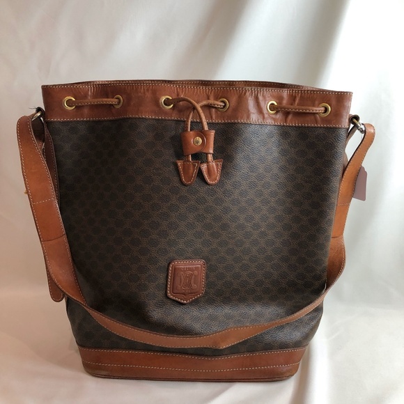 Celine Brown Macadam Bucket Shoulder Bag Sku#83964 - Picture 1 of 10